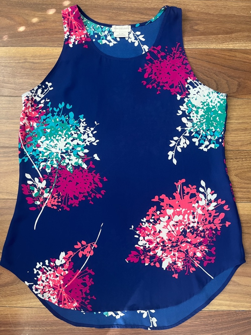 Van Heusen Navy Floral Sleeveless Camisole Small Summer Spring Green White Pink